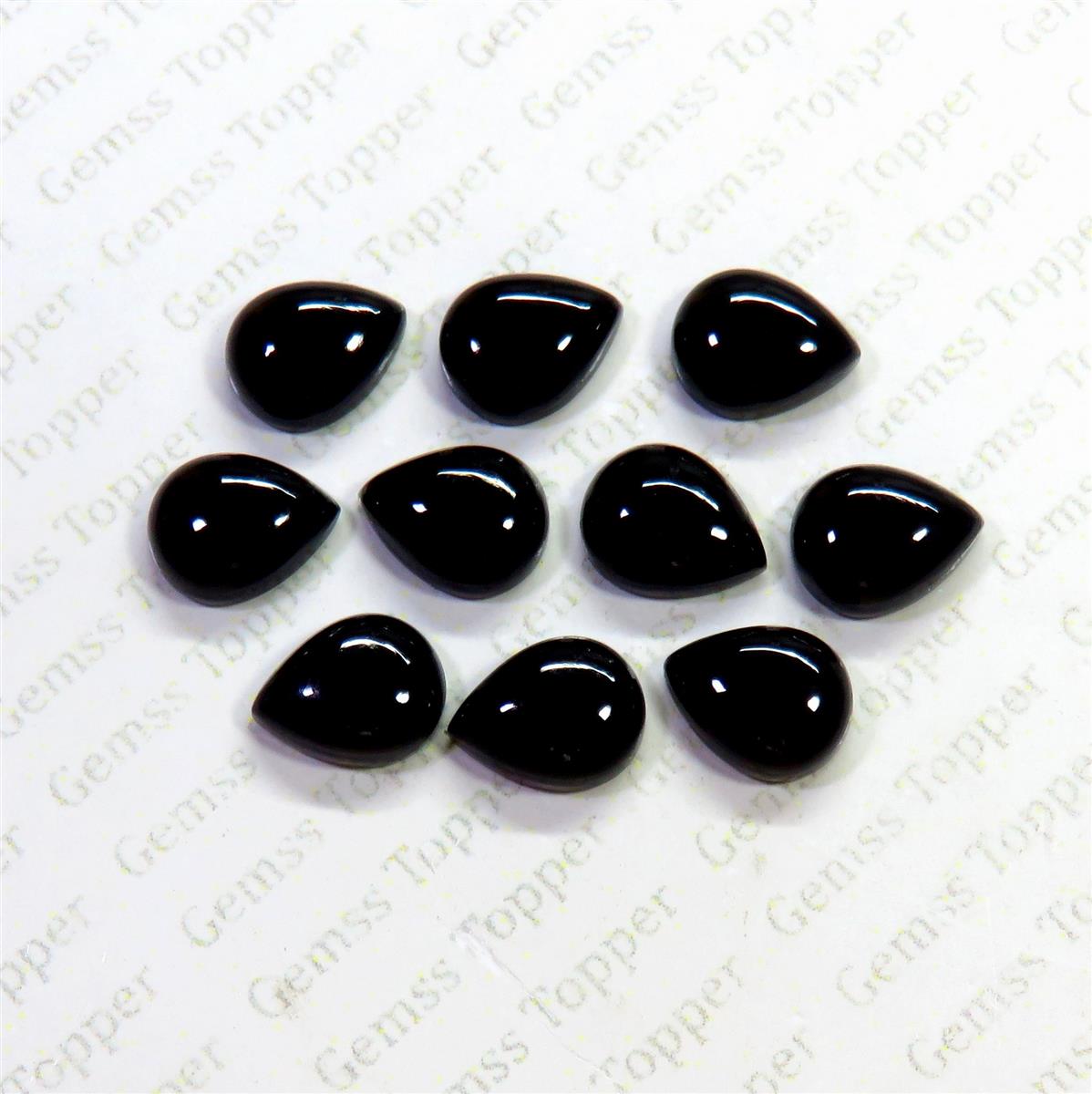 Black Onyx 9x12 mm Pear Cabochon